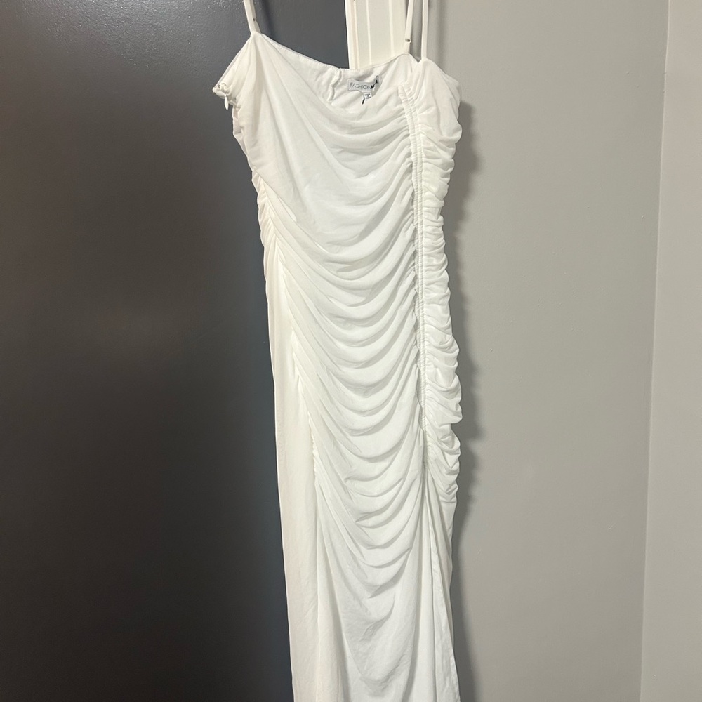 Fashion Nova One Shoulder White Dress